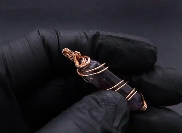 Wire-Wrapping Copper Vine Purple Crystal Point Pendant Tutorial 33