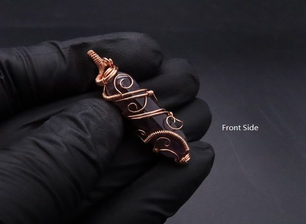 Wire-Wrapping Copper Vine Purple Crystal Point Pendant Tutorial 34