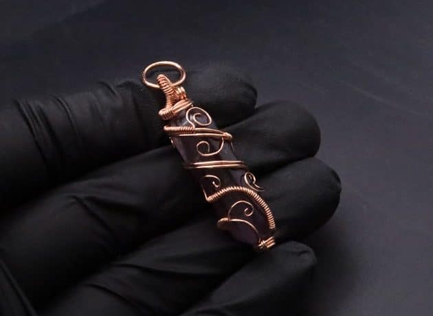 Wire-Wrapping Copper Vine Purple Crystal Point Pendant Tutorial 41