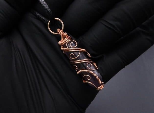 Wire-Wrapping Copper Vine Purple Crystal Point Pendant Tutorial 43
