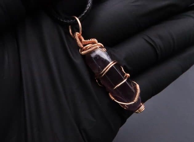 Wire-Wrapping Copper Vine Purple Crystal Point Pendant Tutorial 44