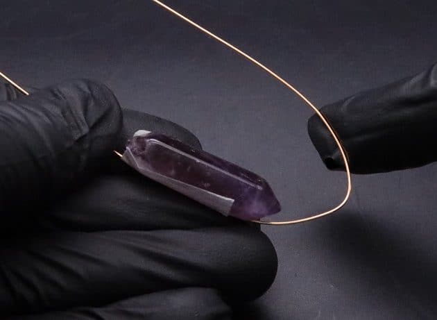 Wire-Wrapping Copper Vine Purple Crystal Point Pendant Tutorial 7