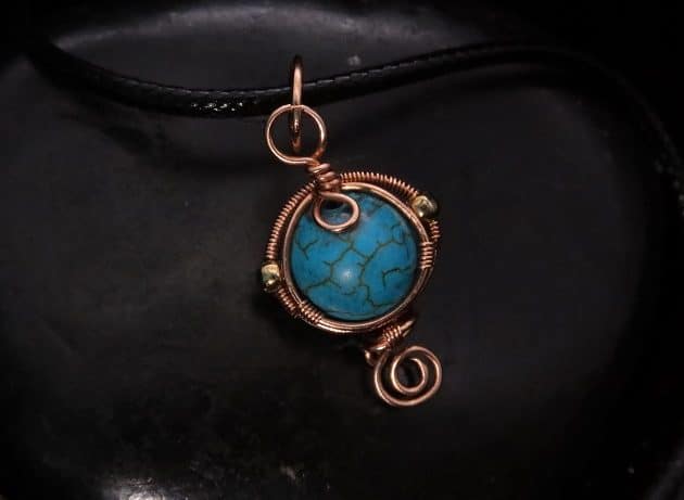 Wire-Wrapping Elegant Blue Turquoise Bead Charm Pendant Tutorial 0