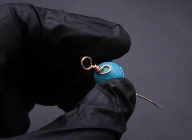 Wire-Wrapping Elegant Blue Turquoise Bead Charm Pendant Tutorial 11