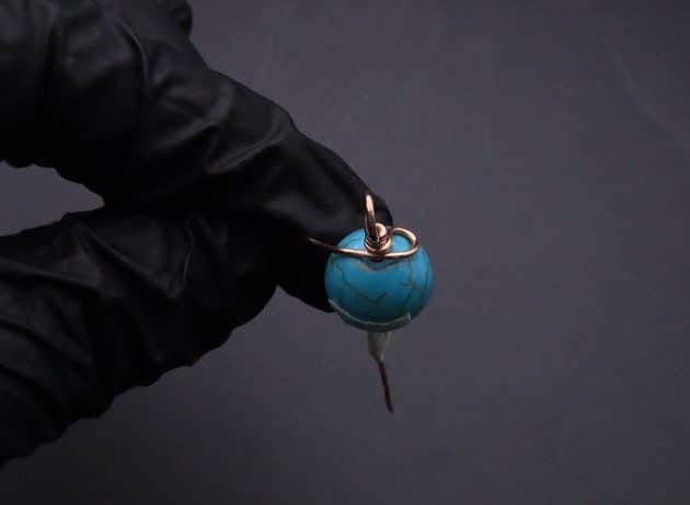Wire-Wrapping Elegant Blue Turquoise Bead Charm Pendant Tutorial 12