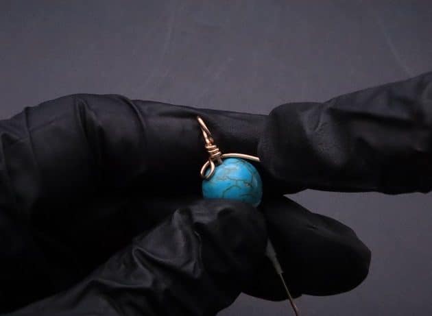 Wire-Wrapping Elegant Blue Turquoise Bead Charm Pendant Tutorial 13