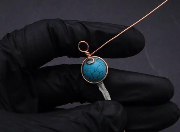 Wire-Wrapping Elegant Blue Turquoise Bead Charm Pendant Tutorial 14