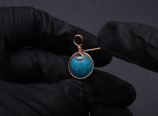 Wire-Wrapping Elegant Blue Turquoise Bead Charm Pendant Tutorial 15