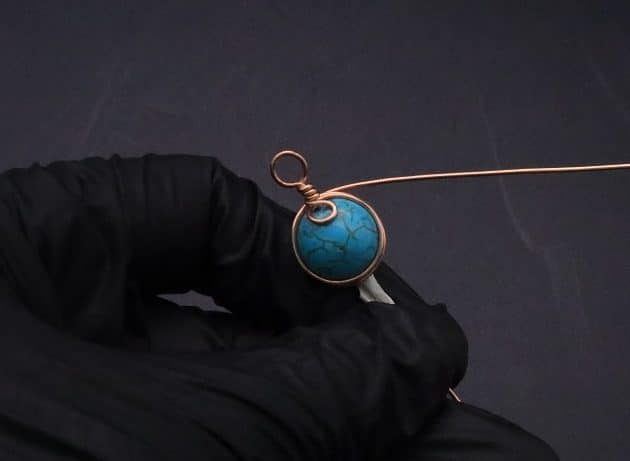 Wire-Wrapping Elegant Blue Turquoise Bead Charm Pendant Tutorial 16