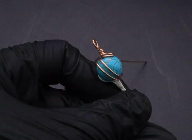 Wire-Wrapping Elegant Blue Turquoise Bead Charm Pendant Tutorial 17
