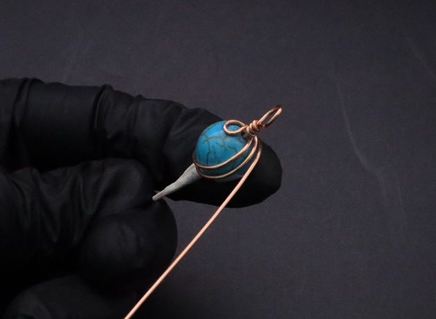 Wire-Wrapping Elegant Blue Turquoise Bead Charm Pendant Tutorial 18