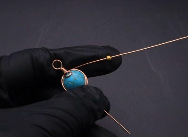 Wire-Wrapping Elegant Blue Turquoise Bead Charm Pendant Tutorial 20