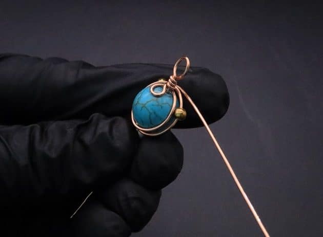 Wire-Wrapping Elegant Blue Turquoise Bead Charm Pendant Tutorial 21