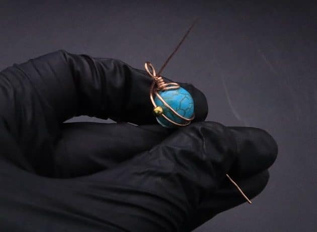 Wire-Wrapping Elegant Blue Turquoise Bead Charm Pendant Tutorial 22