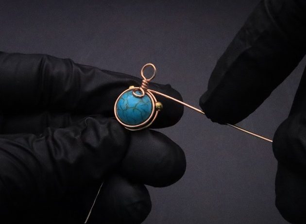 Wire-Wrapping Elegant Blue Turquoise Bead Charm Pendant Tutorial 23