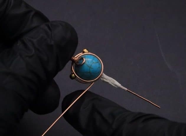 Wire-Wrapping Elegant Blue Turquoise Bead Charm Pendant Tutorial 26