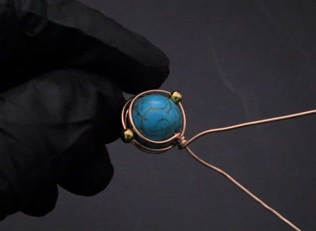 Wire-Wrapping Elegant Blue Turquoise Bead Charm Pendant Tutorial 28