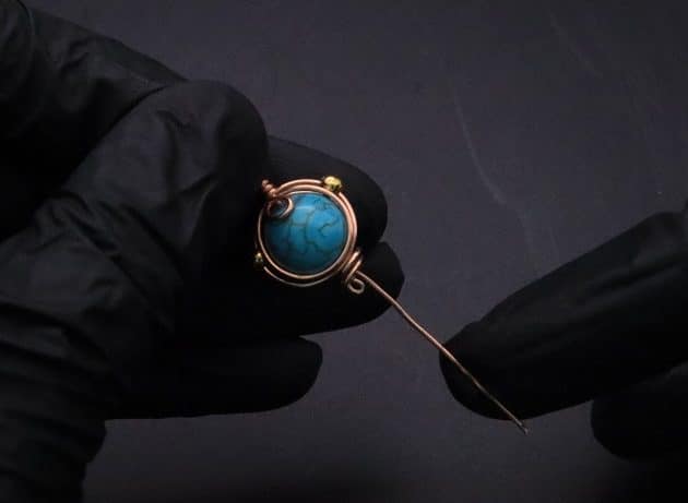 Wire-Wrapping Elegant Blue Turquoise Bead Charm Pendant Tutorial 32