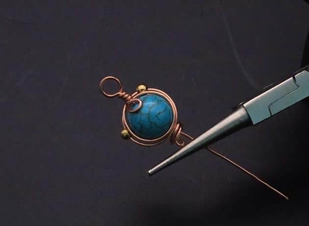 Wire-Wrapping Elegant Blue Turquoise Bead Charm Pendant Tutorial 33