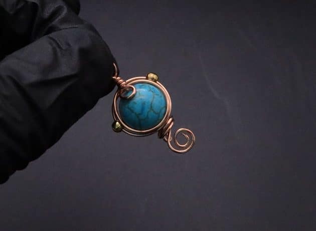 Wire-Wrapping Elegant Blue Turquoise Bead Charm Pendant Tutorial 34