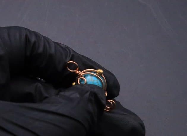Wire-Wrapping Elegant Blue Turquoise Bead Charm Pendant Tutorial 36