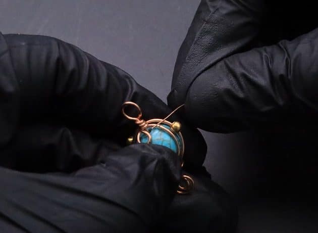 Wire-Wrapping Elegant Blue Turquoise Bead Charm Pendant Tutorial 37