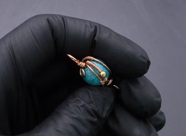 Wire-Wrapping Elegant Blue Turquoise Bead Charm Pendant Tutorial 38