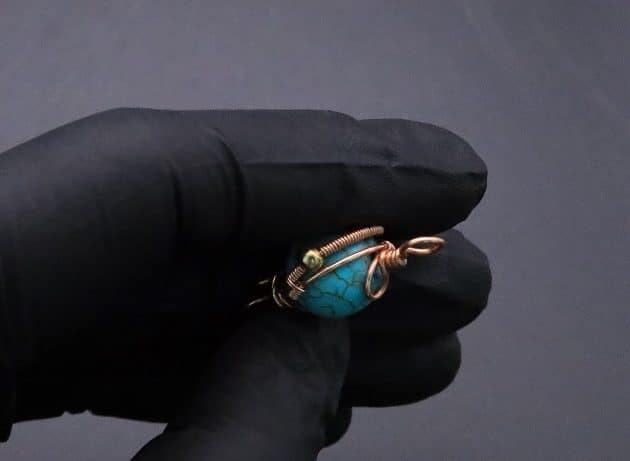 Wire-Wrapping Elegant Blue Turquoise Bead Charm Pendant Tutorial 39