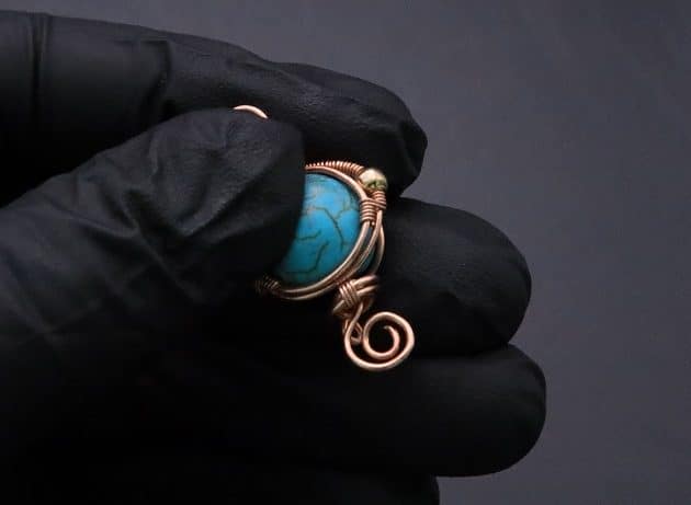 Wire-Wrapping Elegant Blue Turquoise Bead Charm Pendant Tutorial 40