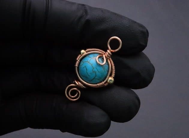 Wire-Wrapping Elegant Blue Turquoise Bead Charm Pendant Tutorial 41