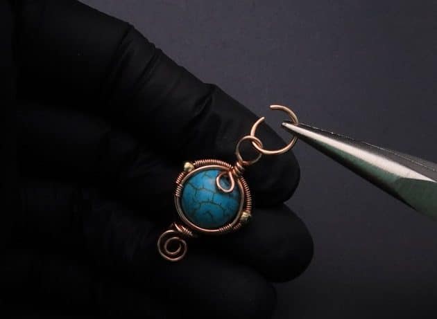 Wire-Wrapping Elegant Blue Turquoise Bead Charm Pendant Tutorial 46