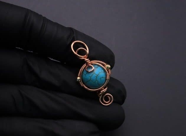 Wire-Wrapping Elegant Blue Turquoise Bead Charm Pendant Tutorial 47