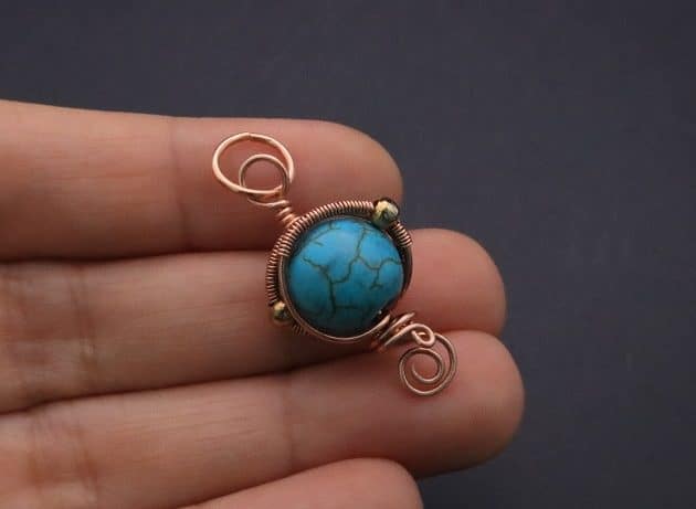 Wire-Wrapping Elegant Blue Turquoise Bead Charm Pendant Tutorial 52