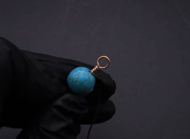 Wire-Wrapping Elegant Blue Turquoise Bead Charm Pendant Tutorial 9