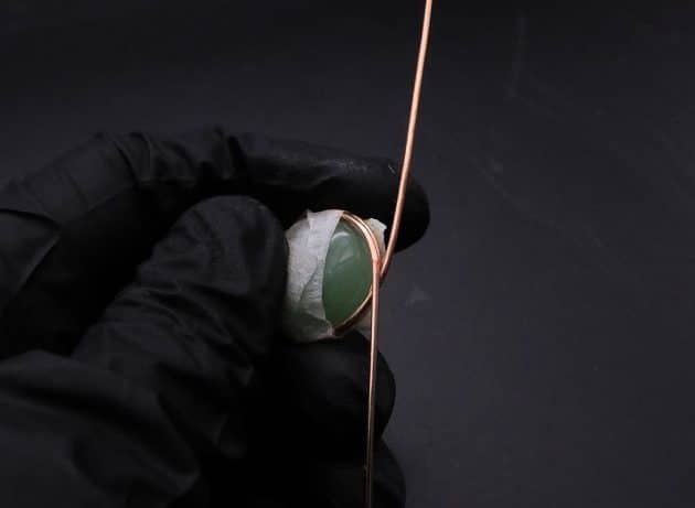 Wire-Wrapping Green Jade Cabochon With Crystal Beads Pendant Tutorial 19