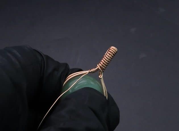 Wire-Wrapping Green Jade Cabochon With Crystal Beads Pendant Tutorial 37