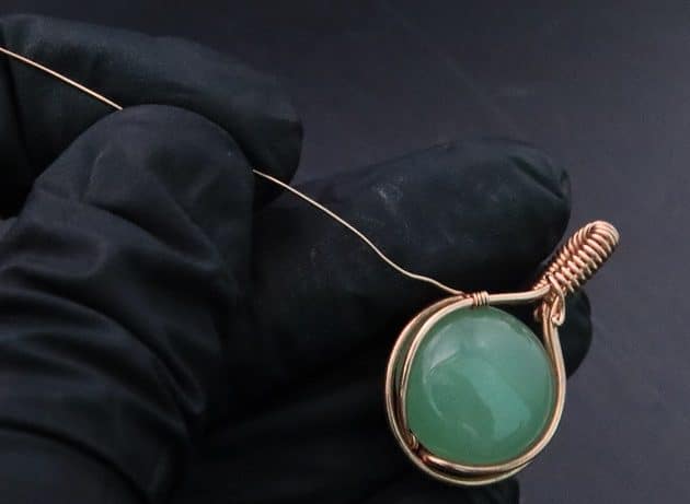 Wire-Wrapping Green Jade Cabochon With Crystal Beads Pendant Tutorial 38