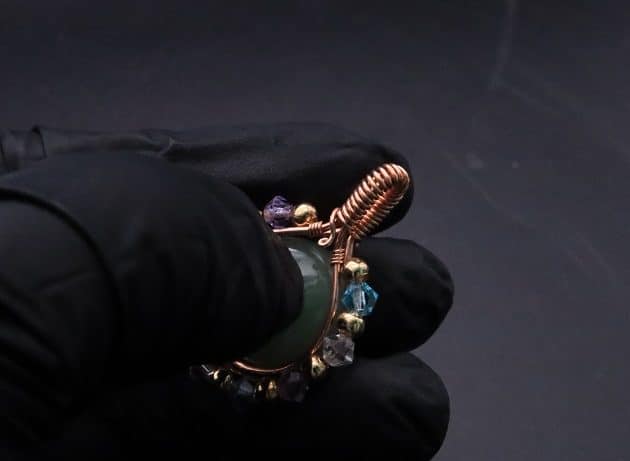 Wire-Wrapping Green Jade Cabochon With Crystal Beads Pendant Tutorial 43