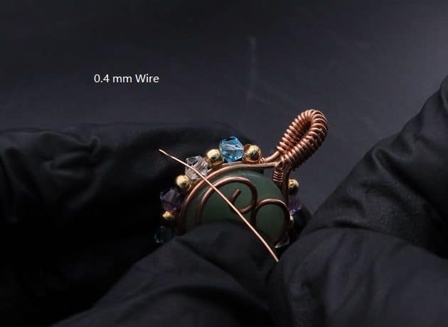Wire-Wrapping Green Jade Cabochon With Crystal Beads Pendant Tutorial 45