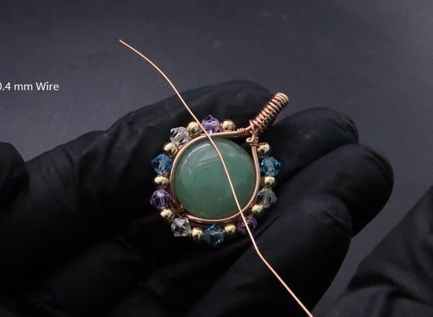 Wire-Wrapping Green Jade Cabochon With Crystal Beads Pendant Tutorial 48