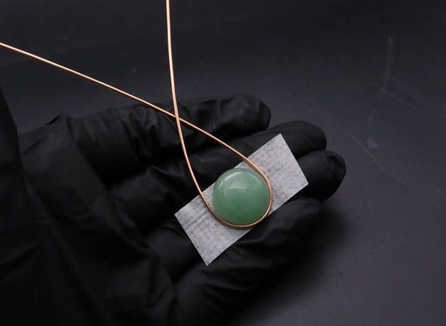 Wire-Wrapping Green Jade Cabochon With Crystal Beads Pendant Tutorial 5
