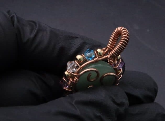 Wire-Wrapping Green Jade Cabochon With Crystal Beads Pendant Tutorial 51