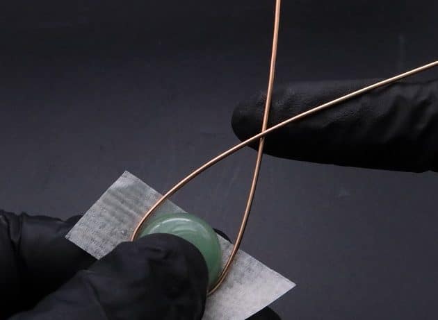 Wire-Wrapping Green Jade Cabochon With Crystal Beads Pendant Tutorial 6