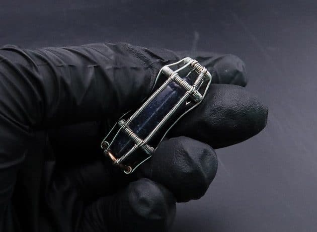 Wire-Wrapping Lapis Lazuli Crystal Point Sliding Cage Pendant Tutorial 16