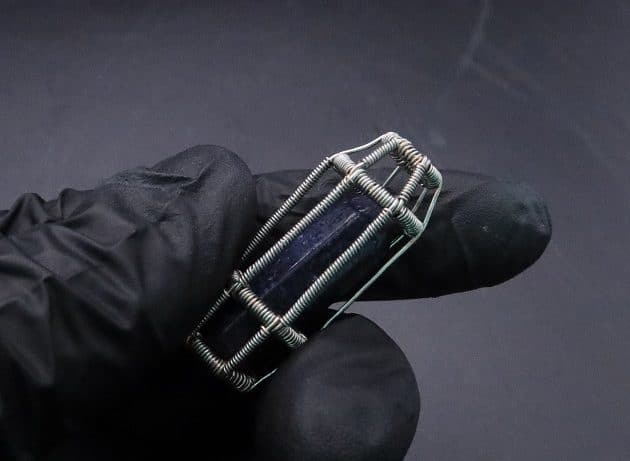 Wire-Wrapping Lapis Lazuli Crystal Point Sliding Cage Pendant Tutorial 17