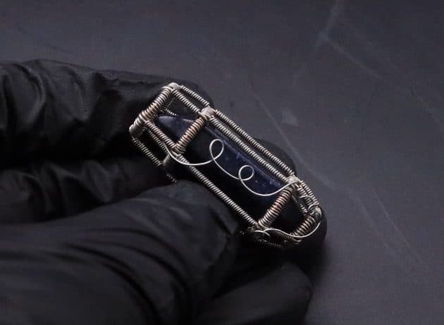 Wire-Wrapping Lapis Lazuli Crystal Point Sliding Cage Pendant Tutorial 23