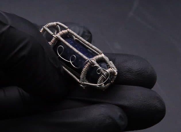 Wire-Wrapping Lapis Lazuli Crystal Point Sliding Cage Pendant Tutorial 24