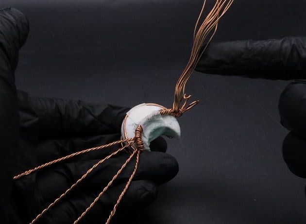 Wire-Wrapping Rooted White Howlite Crystal Moon Pendant Tutorial 31
