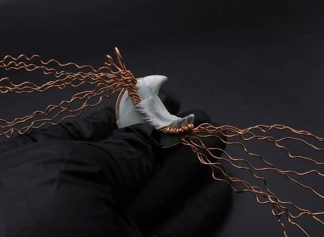 Wire-Wrapping Rooted White Howlite Crystal Moon Pendant Tutorial 35