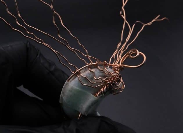 Wire-Wrapping Rooted White Howlite Crystal Moon Pendant Tutorial 37